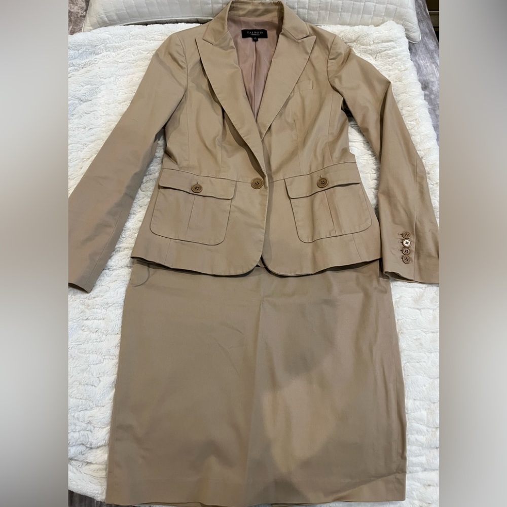 Tan Twill Skirt Suit